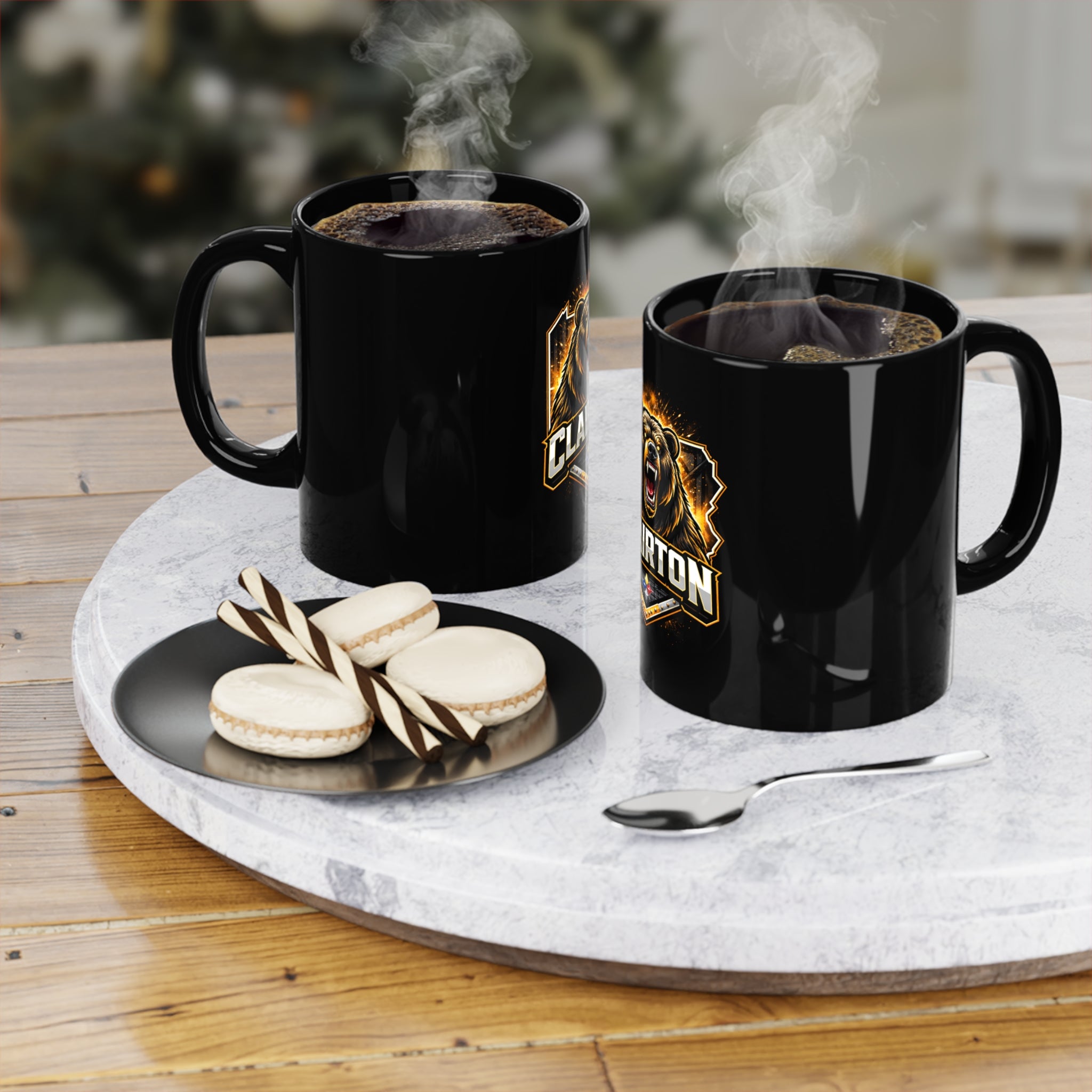 Clairton Roaring Bear Black Coffee Mug — 11oz Team Mascot Gift