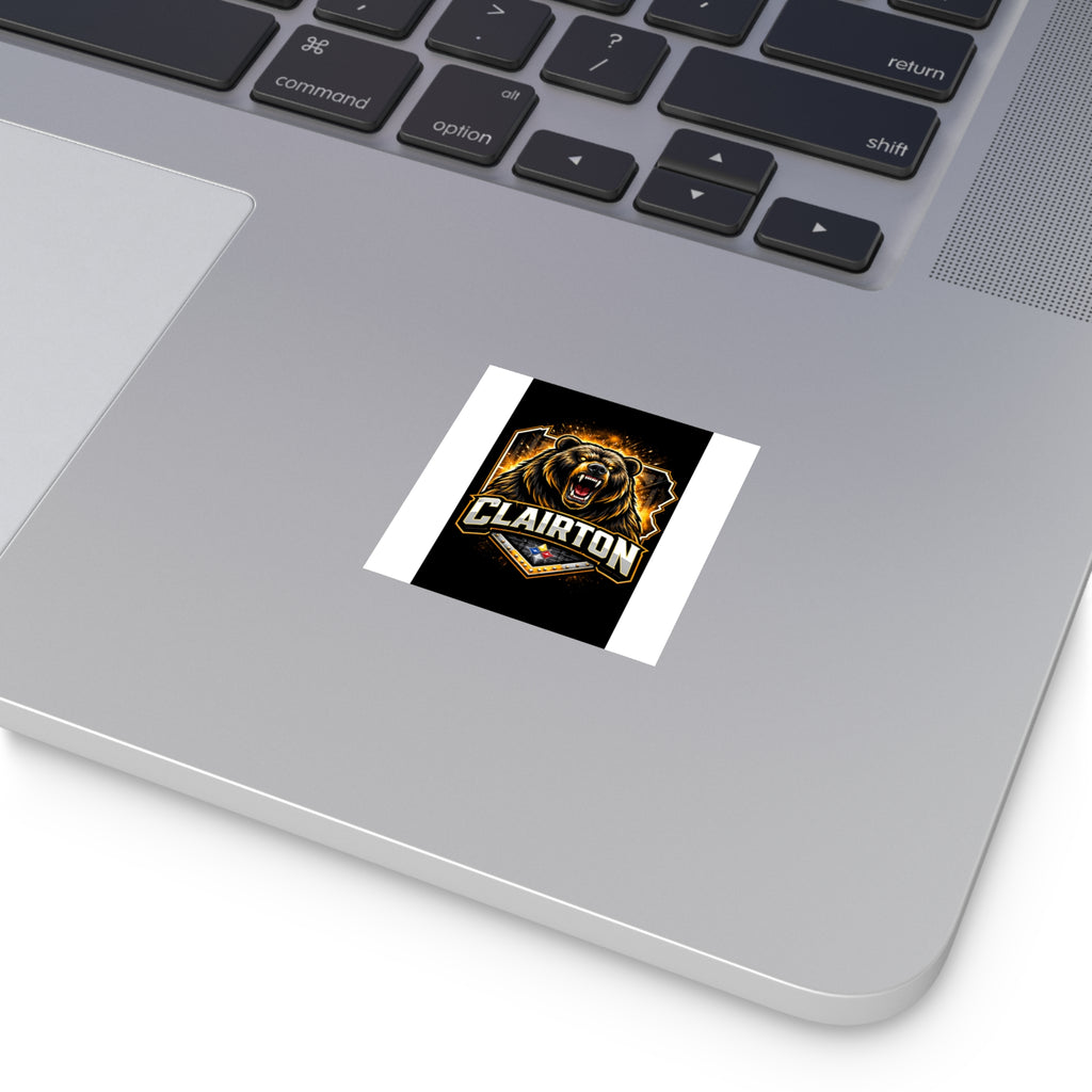 Clairton Roaring Bear Square Vinyl Sticker — Fierce Mascot Logo