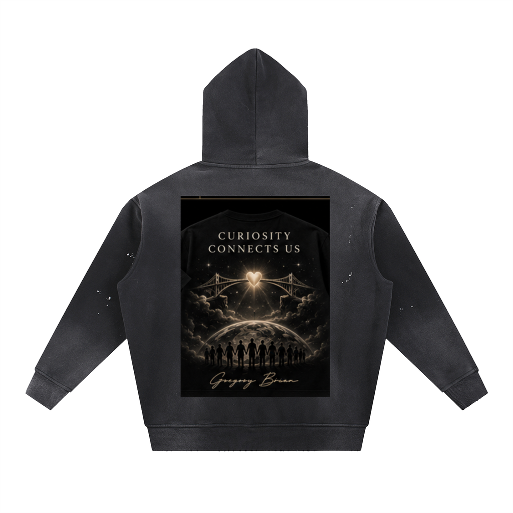 Vintage Washed Frayed Fleece Hoodie