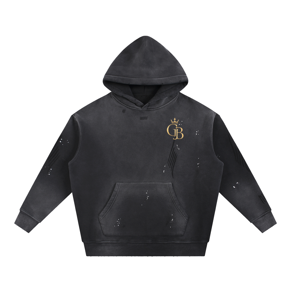 Vintage Washed Frayed Fleece Hoodie