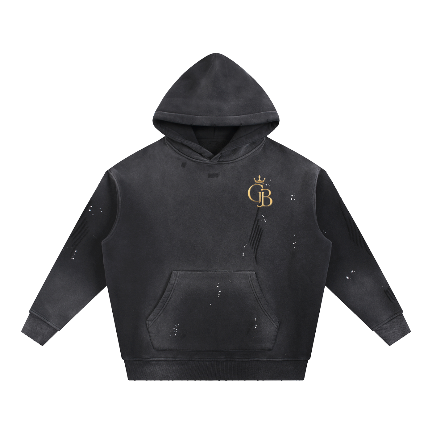 Vintage Washed Frayed Fleece Hoodie
